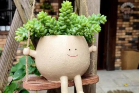 Lovely Swing Face Planter Pot – Hanging Succulent Flower Baskets for Balcony and Wall, Home Garden Decor Supplies