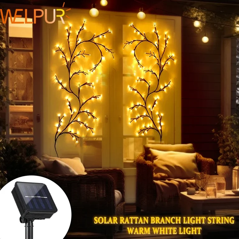 96LED/72LED Tree Branch Lamp – 8 Modes, USB/Solar Powered Bendable Willow Vine Branch Lights for Home Lighting