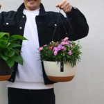 2 Sets of Hanging Planters – Indoor/Outdoor Hanging Plant Pots, Baskets for Flowers and Watering