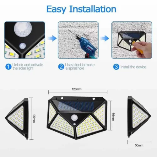 Outdoor Motion Sensor Solar Lamp – LED Garden Light with IP44 Weatherproof Design