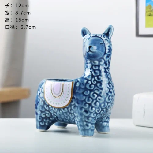 Cute Animal Shape Ceramic Succulent Planter – Adorable Alpaca Succulent Flower Pot