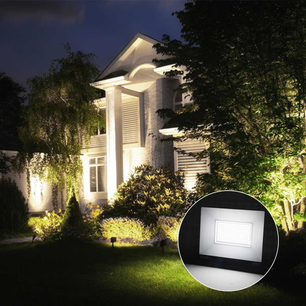 LED Flood Light 10W 20W 30W 50W 100W AC 220V Reflector Spotlight Street Light Wall Lamp IP66 Waterproof Outdoor Garden Lighting