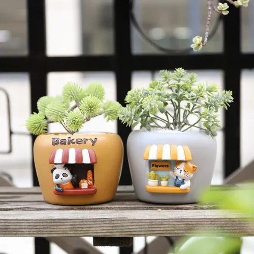 Bag Shapes Succulent Pot: Cartoon Animal Resin Flower Pot