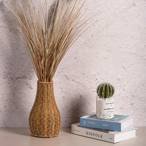 Charming Vintage Handmade Woven Flower Vase – Retro Handmade Woven Vase