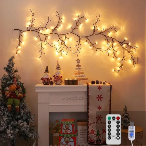 Elegant Wall Decor Willow Vine Design Lights – 8 Modes, USB/Solar Branch Lights
