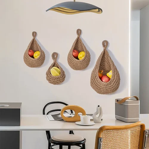 Eco-Friendly Hanging Basket for Fruits and Vegetables – Boho Kitchen Wall Storage