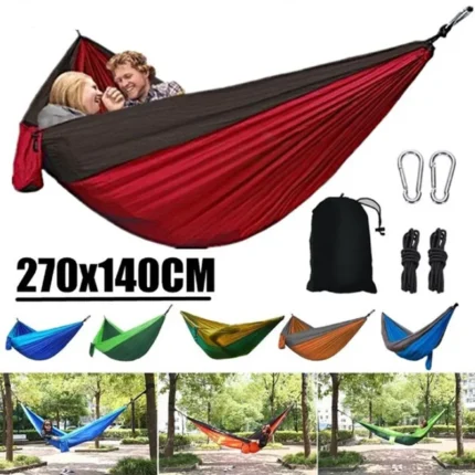 Single Person Portable Camping Hammock – High-Strength Nylon Parachute Fabric, Color-Matching Design