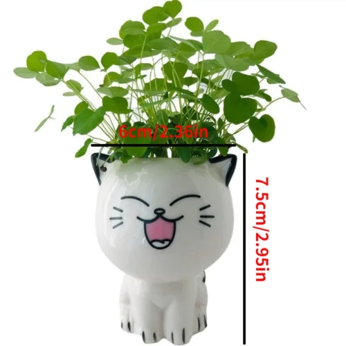 Ceramic Flowerpot – Mini Cat-Shaped Cartoon Cute Potted Plant for Desktop Décor