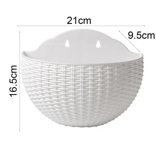 Stylish Rattan Simulation Plastic Plant Pot – Wall-Mounted Flower Pot
