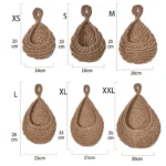 Handwoven Wall Hanging Basket – XS-2XL Teardrop Design for Fruit, Vegetables, and Plants, Kitchen Table and Wall Storage Container