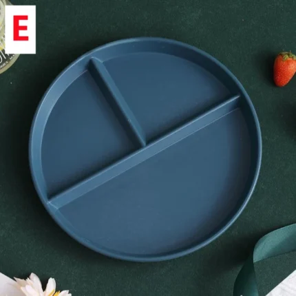 Eco-Friendly Wheat Straw Divided Dinner Plate | Reusable Fruit Salad Round Plate with Portion Control Compartments for Kids and Adults