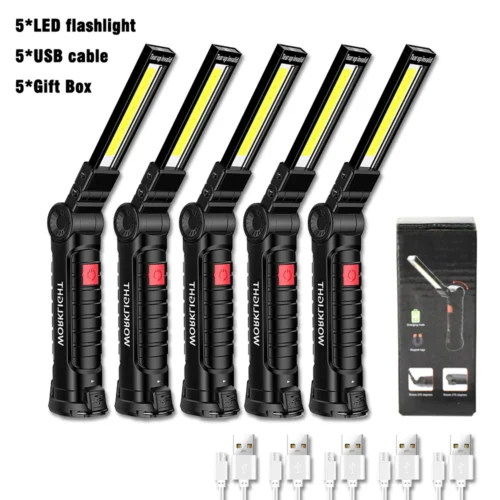 Durable Rechargeable Waterproof Handlamps – Portable Magnetic Car Repair Torch with 5 Modes