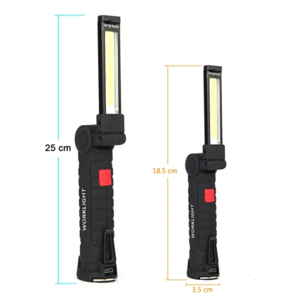 USB Rechargeable COB Work Light – Portable Magnetic Car Repair Torch, LED Red Warning Light, Foldable Outdoor Emergency Flashlight