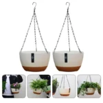 2 Sets of Hanging Planters – Indoor/Outdoor Hanging Plant Pots, Baskets for Flowers and Watering