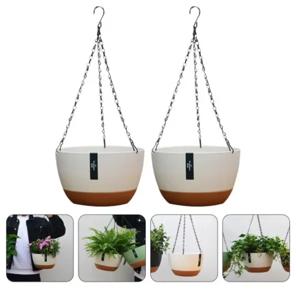 2 Sets of Hanging Planters – Indoor/Outdoor Hanging Plant Pots, Baskets for Flowers and Watering