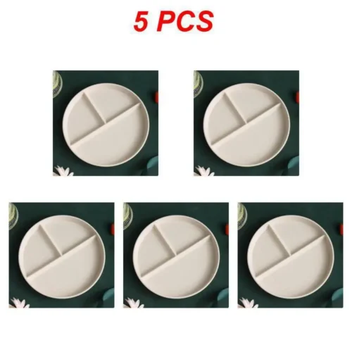 Sustainable 3-Compartment Microwave-Safe Dinner Plates for Portion Control Diets - Reusable, Round & Square Options for Home Kitchen