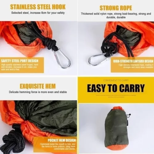 Portable Outdoor Parachute Hammock – Single Person Camping Hammock, Durable and Comfortable