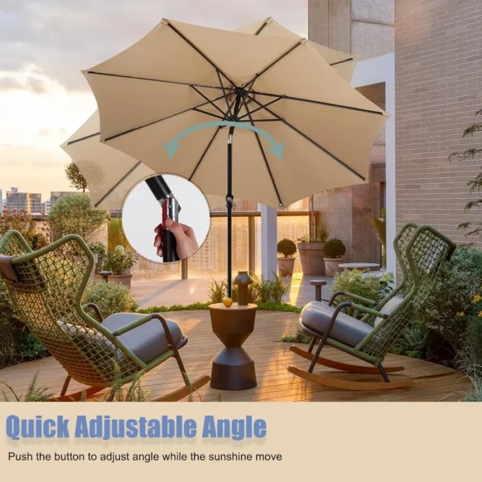 9FT Outdoor Patio Umbrella with Push Button Tilt and Crank: Ideal for Outdoor Yard/Market Tables