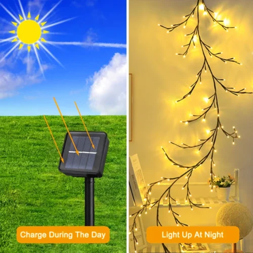 Elegant Wall Decor Willow Vine Design Lights – 8 Modes, USB/Solar Branch Lights