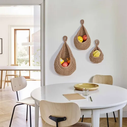 Eco-Friendly Hanging Basket for Fruits and Vegetables – Boho Kitchen Wall Storage