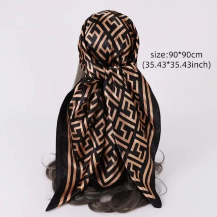 Elegant Yellow and Black Printed Scarf, Perfect for Fashionable Dates