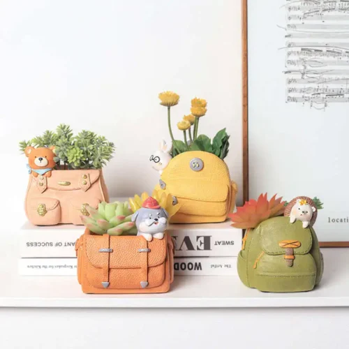Bag Shaped Succulent Pot: Cartoon Animal Resin Flower Pot