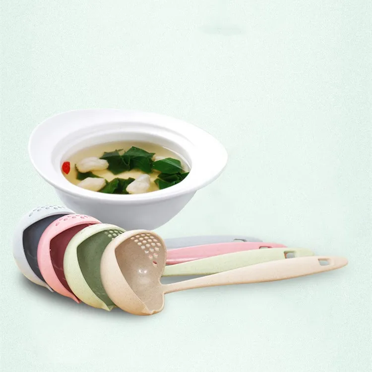 Creative 2-in-1 Long Handle Soup Spoon with Strainer - Versatile Cooking Tool for Soups and Straining