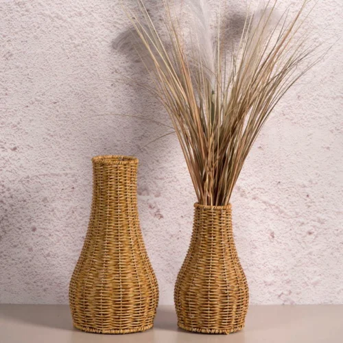 Charming Vintage Handmade Woven Flower Vase – Retro Handmade Woven Vase