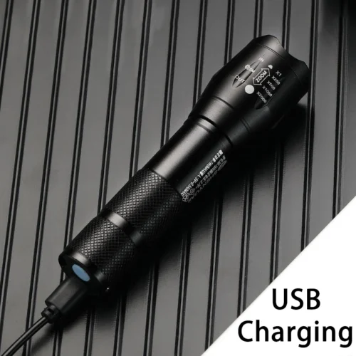 Tactic Bright LED Flashlight – Powerful Aluminum Alloy Portable Torch with USB Charging