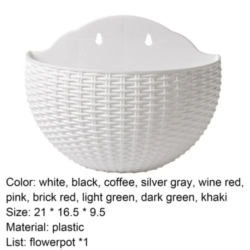 Stylish Rattan Simulation Plastic Plant Pot – Wall-Mounted Flower Pot