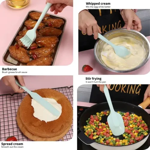Silicone Baking Tool Set - 6pcs Cake Spatulas, Cream Spreaders, & Oil Brush