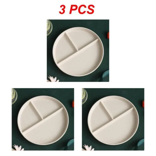 Sustainable 3-Compartment Microwave-Safe Dinner Plates for Portion Control Diets - Reusable, Round & Square Options for Home Kitchen