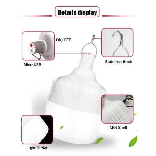Small Emergency LED – USB Rechargeable Portable Lantern with Hook