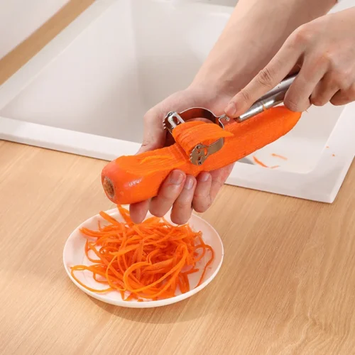 Effortless Stainless Steel 3-in-1 Peeler – Grater & Julienne Tool for Kitchen