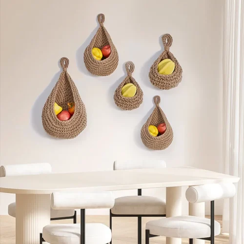Eco-Friendly Hanging Basket for Fruits and Vegetables – Boho Kitchen Wall Storage