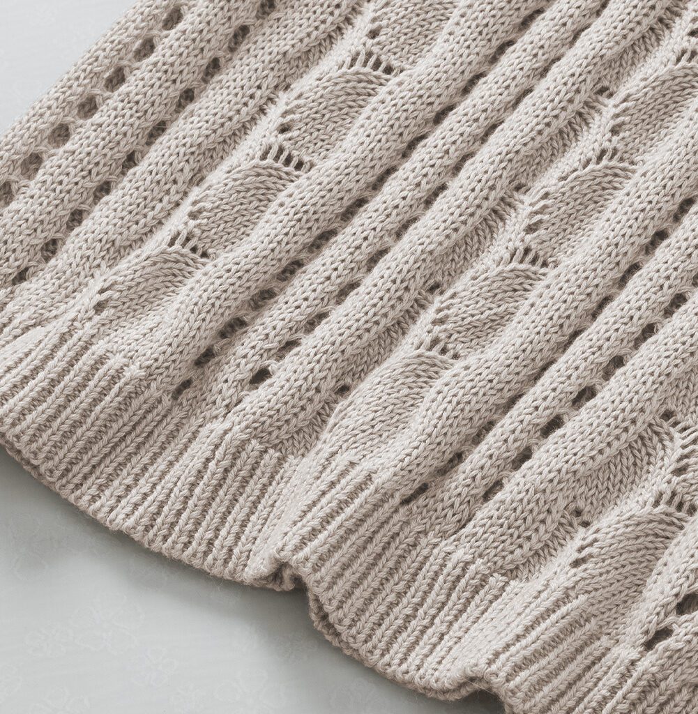 Beige Knit Sweater with Delightful Flutter Sleeves