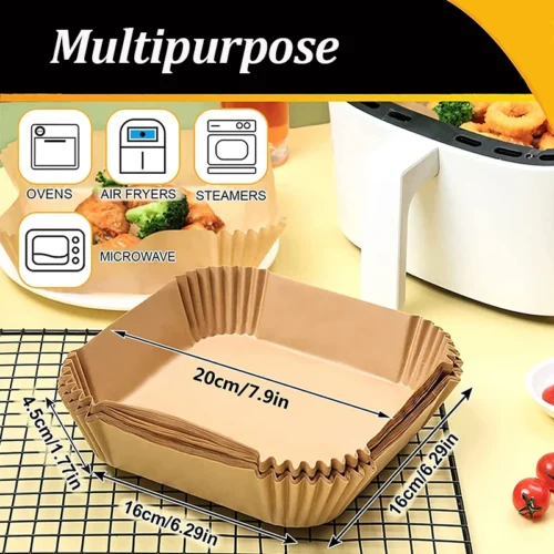 Air Fryer Disposable Paper Liners - 50/100Pcs Non-Stick, Oil-Proof Baking Mats