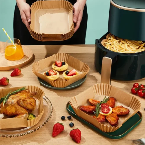 Air Fryer Disposable Paper Liners - 50/100Pcs Non-Stick, Oil-Proof Baking Mats