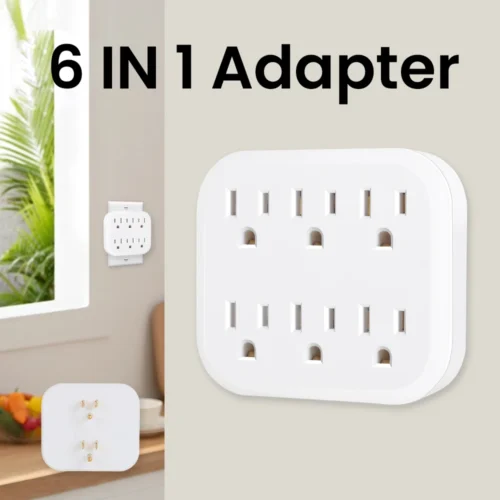 6-Outlet Extender Grounded Wall Adapter with 3-Prong Power Outlet Splitter, 15A/125V/1875W Capacity - Image 3