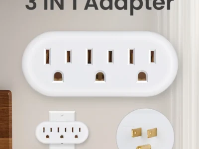 3-Outlet Wall Tap Adapter - 3-Prong Grounded Outlet Extender, Multi Plug Splitter for Cruise, Home, Office, and Dorm