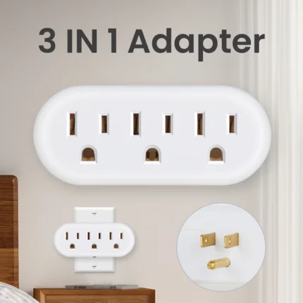 3-Outlet Wall Tap Adapter - 3-Prong Grounded Outlet Extender, Multi Plug Splitter for Cruise, Home, Office, and Dorm