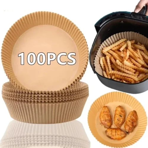 Air Fryer Disposable Paper Liners - 50/100Pcs Non-Stick, Oil-Proof Baking Mats