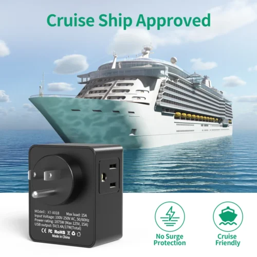 Multi-Plug Socket Extender - USB Wall Charger with 3 USB Ports (1 USB-C), Compact Design, No Surge Protector