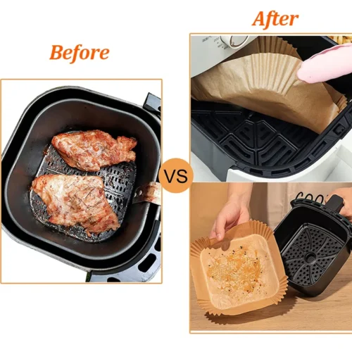 Air Fryer Disposable Paper Liners - 50/100Pcs Non-Stick, Oil-Proof Baking Mats