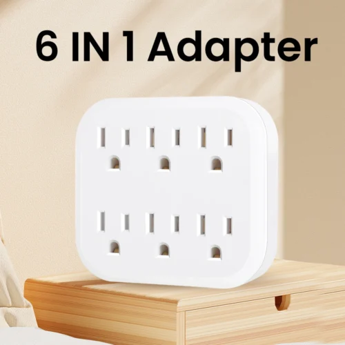 6-Outlet Extender Grounded Wall Adapter with 3-Prong Power Outlet Splitter, 15A/125V/1875W Capacity