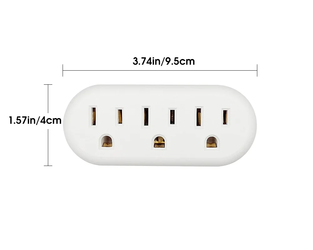 3-Outlet Wall Tap Adapter - 3-Prong Grounded Outlet Extender, Multi Plug Splitter for Cruise, Home, Office, and Dorm