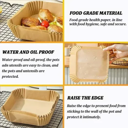 Keep your air fryer spotless with Nonstick Air Fryer Disposable Paper Liners. Oil-proof and heat-resistant, perfect for baking, frying, and easy cleanup.