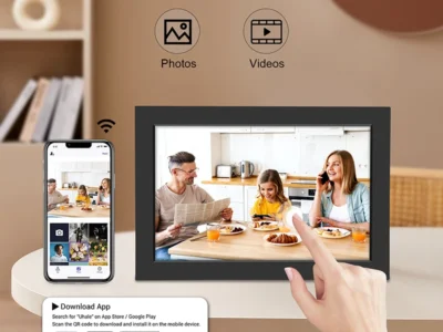 10.1" WiFi Digital Picture Frame, 32GB Storage, 1280x800 HD IPS Touch-Screen, Auto Rotation, Photo Sharing via App - Ideal for Home Décor