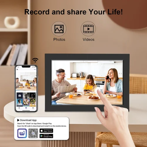 10.1" WiFi Digital Picture Frame, 32GB Storage, 1280x800 HD IPS Touch-Screen, Auto Rotation, Photo Sharing via App - Ideal for Home Décor
