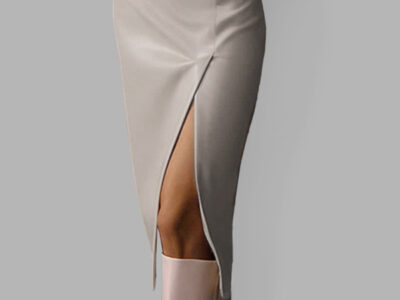 Trendy High Waist PU Leather Skirt with Stylish Slit